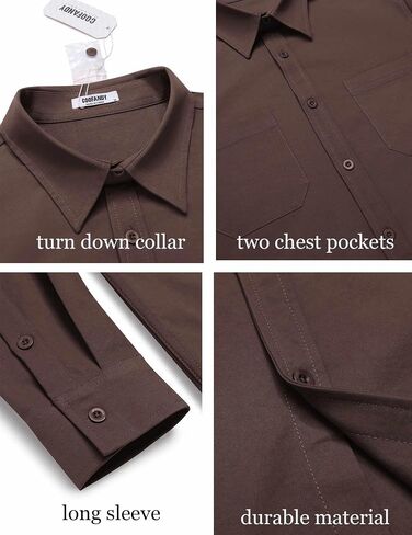 COOFANDY Mens Casual Button Down Work Shirts Untucked Long Sleeve Woven Shirt with Pockets in Saudi Arabia