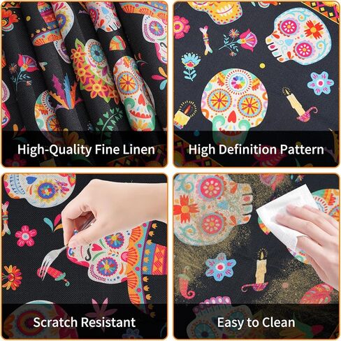 Day of The Dead Table Runner, Dia De Los Muertos Decorations, Sugar Skull Table Cloths for Altar Kitcken Dining Room Home Decor, Mexican Festival Party Supplies (70.8“ x 13.8") in Saudi Arabia
