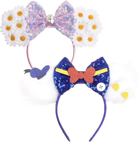 FACHPINT White Mouse Ears, Daisy bow Mouse Headband for Anyone, Cute Mouse Ears Headband for Amusement Park Birthday Party Cosplay Accessories in Kuwait