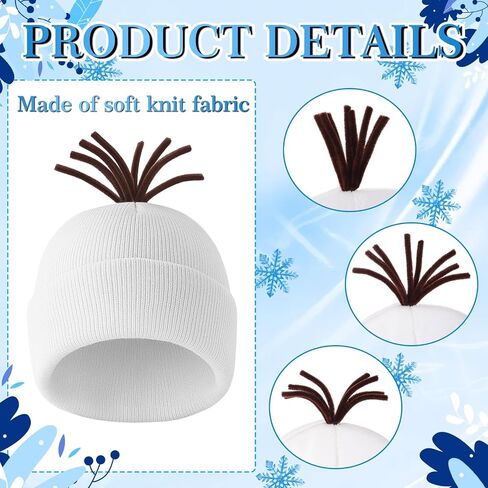 Toulite 2 Pcs Snowman Cosplay Costume Unisex White Beanie Knit Hats and Orange Carrot Nose Christmas Halloween Funny Snowman Accessory for Winter Holiday Cosplay Party in Saudi Arabia
