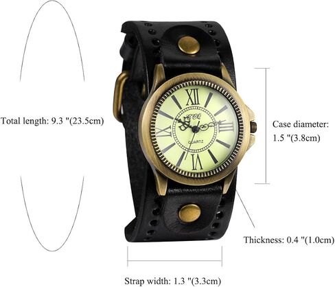 ساعات جلدية برونزية عتيقة من Avaner: ساعات يد كوارتز تناظرية ذات أساور واسعة من Steampunk للرجال والنساء in Saudi Arabia