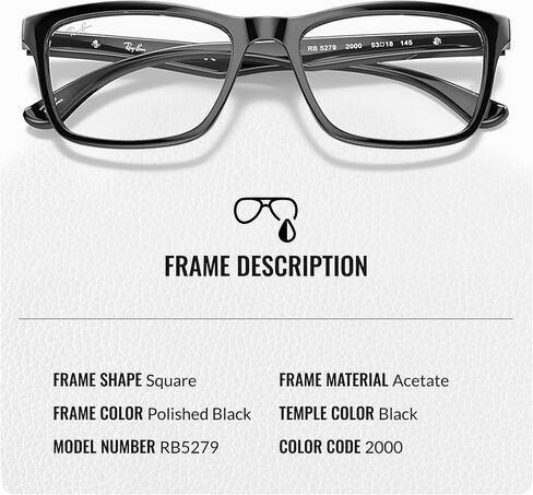 Ray-Ban RB5279 Square Shape Acetate Eyeglasses with Official Eyewear Kit in Saudi Arabia