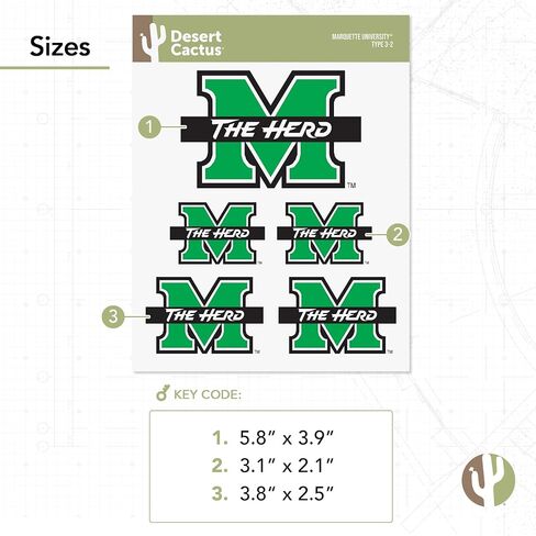 Desert Cactus Marshall University Stickers Thundering Herd MU Vinyl Decals Laptop Water Bottle Car Scrapbook T3 (Type 3-1) in Saudi Arabia