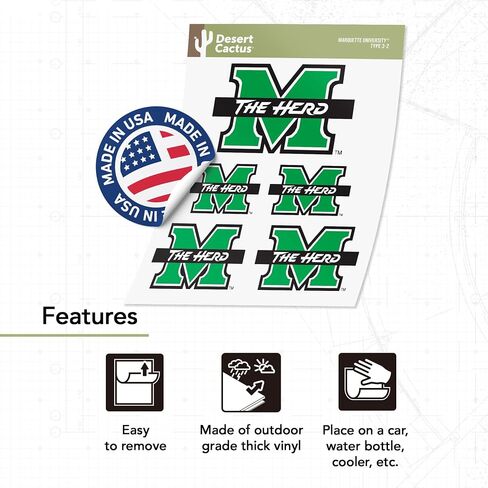 Desert Cactus Marshall University Stickers Thundering Herd MU Vinyl Decals Laptop Water Bottle Car Scrapbook T3 (Type 3-1) in Saudi Arabia