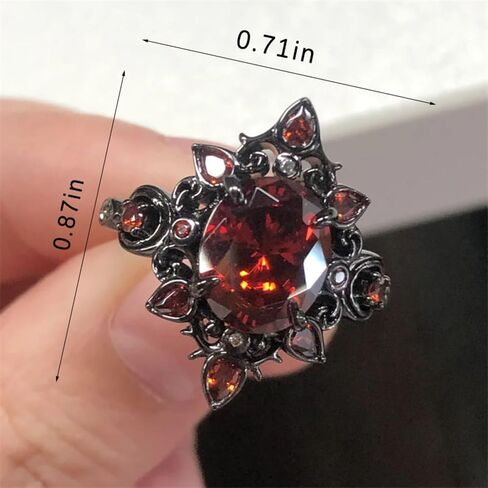 Gothic Ruby Ring for Women Halloween Ruby Ring Asymmetrical Statement Open Band Ring Adjustable Non Tarnish Red Crystal Rings Fashion Halloween Jewelry in Saudi Arabia