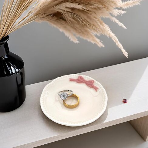 Decorative Ring Dish, Black and White Tulip Design, Small Jewelry Tray Organizer in Kuwait