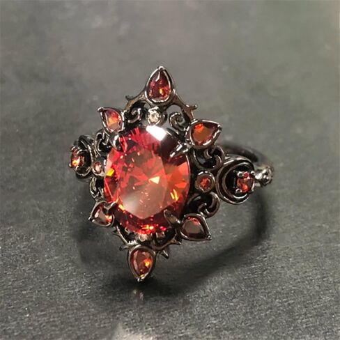 Gothic Ruby Ring for Women Halloween Ruby Ring Asymmetrical Statement Open Band Ring Adjustable Non Tarnish Red Crystal Rings Fashion Halloween Jewelry in Saudi Arabia