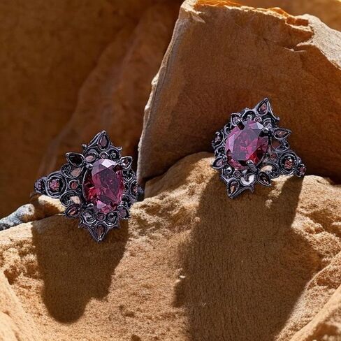 Gothic Ruby Ring for Women Halloween Ruby Ring Asymmetrical Statement Open Band Ring Adjustable Non Tarnish Red Crystal Rings Fashion Halloween Jewelry in Saudi Arabia