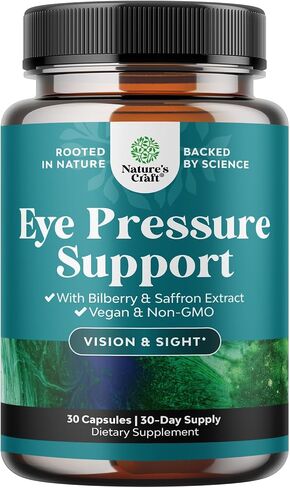 Eye Pressure Support with Bilberry Extract - Vegan Eye Health Supplement for Adults For Ocular Pressure Relief with Saffron Ginkgo Niacin and More Vitamins Vision Support (1 Month Supply) in Saudi Arabia