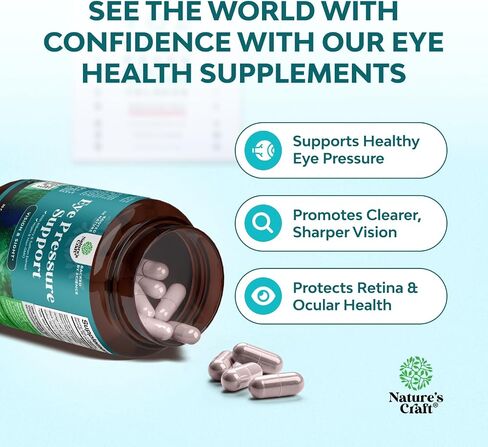 Eye Pressure Support with Bilberry Extract - Vegan Eye Health Supplement for Adults For Ocular Pressure Relief with Saffron Ginkgo Niacin and More Vitamins Vision Support (1 Month Supply) in Saudi Arabia