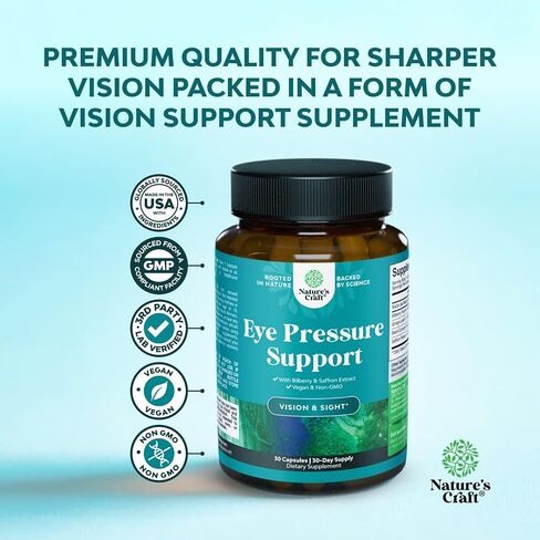 Eye Pressure Support with Bilberry Extract - Vegan Eye Health Supplement for Adults For Ocular Pressure Relief with Saffron Ginkgo Niacin and More Vitamins Vision Support (1 Month Supply) in Saudi Arabia