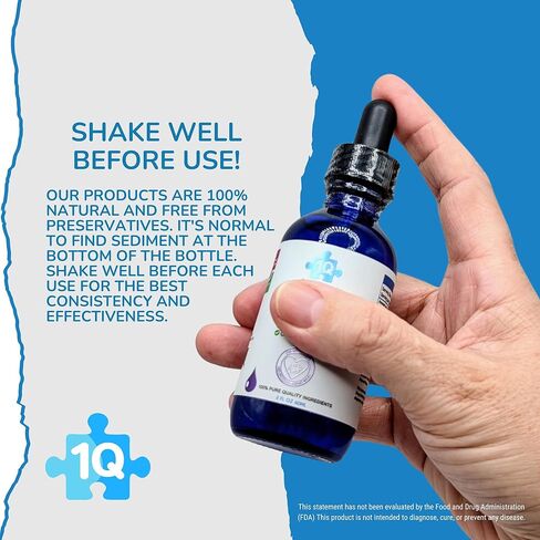 1Q Focus – Liquid Cognitive & Brain Support Drops for Kids | Acetyl L-Carnitine + B1, B6, B12 & Folate | Sugar-Free, Vegan, Non-GMO, Gluten-Free | Advanced Absorption | 2 fl oz 30 Servings in Saudi Arabia