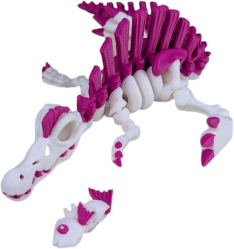 Articulated Skeleton Spinosaurus Figurine – Dinosaur Model, Poseable Prehistoric Fossil Toy, Collectible Desk Decor – 3D Printed in Canada (Solar Amethyst) in Saudi Arabia