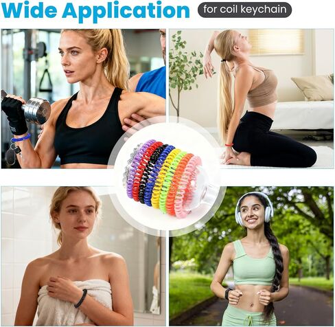 Giantree 150Pcs Colorful Wrist Keychain Bracelet, 10 Colors Stretchable Plastic Spiral Keychain Wrist Coil Key Chains for Office Beach Gym Pool Sauna ID Badge Outdoor Sports Exercise to Carry in Saudi Arabia