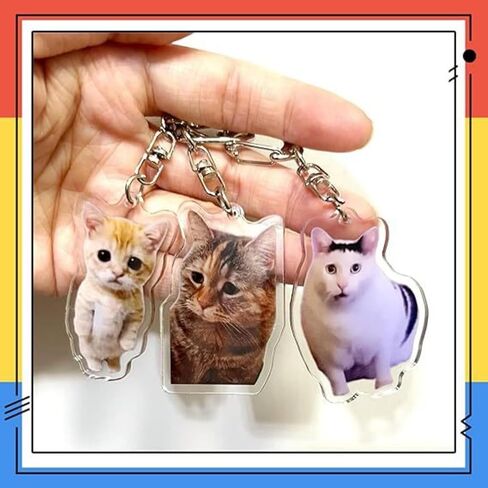 8Pcs Cat Keychain Funny Meme Keychains,Kitten Keyring Kawaii Bag Charms for Bag Backpack Handbag Purse Gag Present in Saudi Arabia
