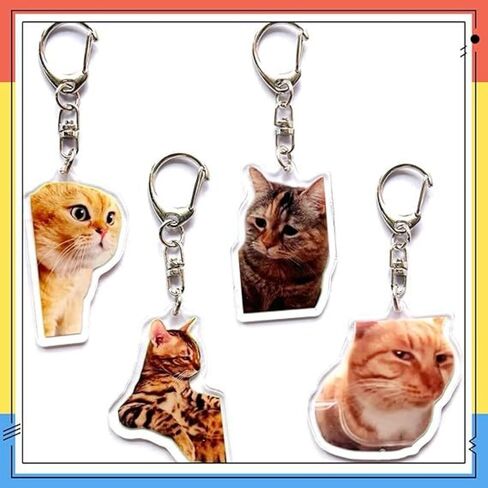 8Pcs Cat Keychain Funny Meme Keychains,Kitten Keyring Kawaii Bag Charms for Bag Backpack Handbag Purse Gag Present in Saudi Arabia