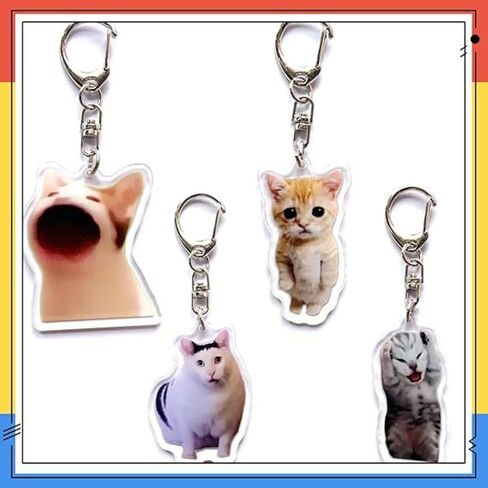 8Pcs Cat Keychain Funny Meme Keychains,Kitten Keyring Kawaii Bag Charms for Bag Backpack Handbag Purse Gag Present in Saudi Arabia