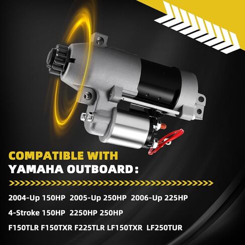 63P-81800-00 6BR-81800-00 Starter Motor Compatible with Yamaha 150HP 2250HP 250HP F150TLR F150TXR F225TLR LF150TXR LF250TUR,HitachiS114-867 S114-867A S114-867B 6BR-81800-01 6BR-81800-02 in Kuwait