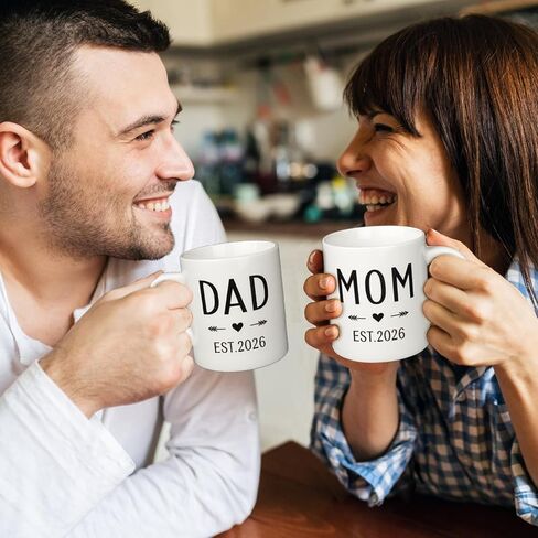 Pregnancy Gifts for New Parents Est 2025- New Mom Gifts Basket for Pregnancy Announcement, Baby Shower - Mom & Dad Mugs, Decision Coin, Ultrasound Frame, Swaddle Blanket, Bib, Socks in Saudi Arabia