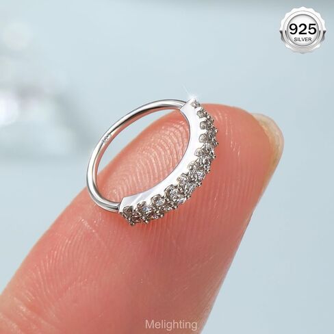 حلقات الأنف 20G الحلقات 925 الجنيه الاسترليني الفضة زهرة أنف حلقة طوق غير سلس مفتوح الغضروف اختراق CZ 8 ملم الحلزون ثقب الأنف للنساء in Kuwait