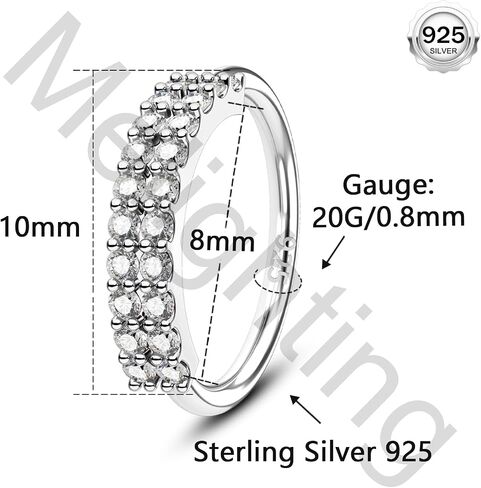 حلقات الأنف 20G الحلقات 925 الجنيه الاسترليني الفضة زهرة أنف حلقة طوق غير سلس مفتوح الغضروف اختراق CZ 8 ملم الحلزون ثقب الأنف للنساء in Kuwait