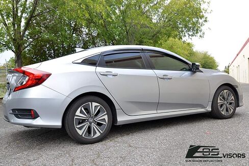 بديل لسيارة هوندا سيفيك X سيدان 2016-2021 موديلات هوندا انسايت 2019-الحاضر | أقنعة EOS Mugen Style JDM فتحات جانبية بلون الدخان وحارفات النوافذ وواقي المطر in Saudi Arabia