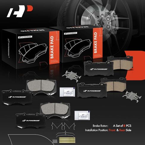 A-Premium Front and Rear Ceramic Disc Brake Pads Set Compatible with Infiniti and Nissan Models - Q50/Q70 2014-2019, Q60 2017-2019, QX70 2014, 370Z 09-19, Q70L 15-19, G37 08-13, FX50, M37, M56, 8 Pcs in Saudi Arabia