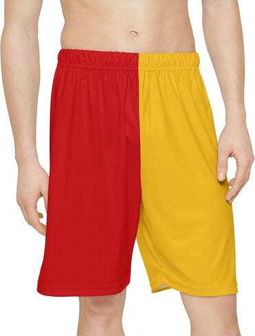 Men’s Sports Shorts Half Red & Half Yellow in Saudi Arabia