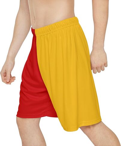 Men’s Sports Shorts Half Red & Half Yellow in Saudi Arabia