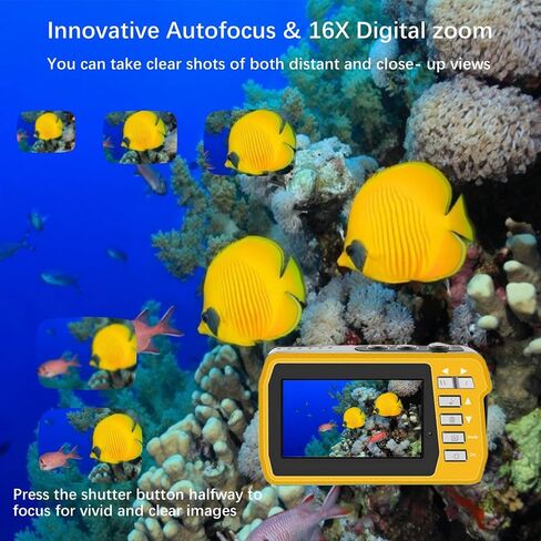 4K Underwater Camera, Full HD 4K&48MP Compact Floatable Camera, 10FT Waterproof Camera for Snorkeling, Surfing, Rafting, Dual-Screen for Selfie/16X Digital Zoom/Fill Light/Support 128GB Card(Blue) in Saudi Arabia