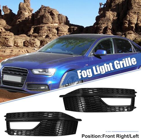 X AUTOHAUX زوج الجبهة شبكة مصابيح الضباب الوفير غطاء الشواية لأودي A4 S4 S-line 2013-2015 8K0807681L 8K0807682M أسود in Saudi Arabia