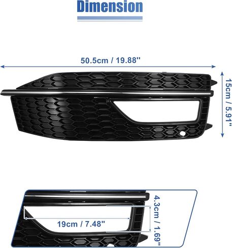X AUTOHAUX زوج الجبهة شبكة مصابيح الضباب الوفير غطاء الشواية لأودي A4 S4 S-line 2013-2015 8K0807681L 8K0807682M أسود in Saudi Arabia