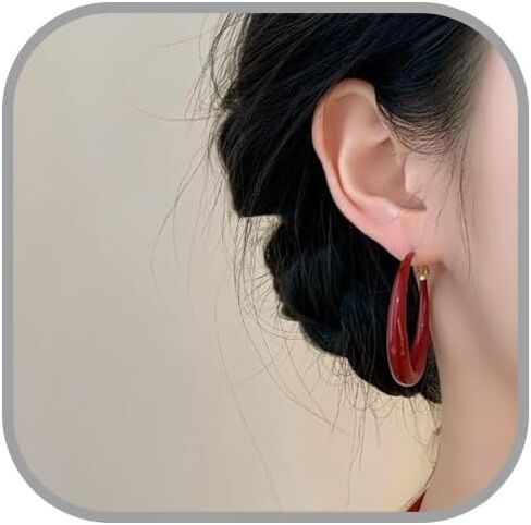 Colorful Hoop Earrings for Women Vintage Red Hoop Dangle Earrings Matte 80s 90s Large Round Loop Earring Neon Christmas Party Wedding Accessories in Saudi Arabia
