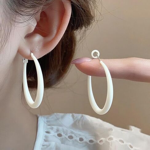 Colorful Hoop Earrings for Women Vintage Red Hoop Dangle Earrings Matte 80s 90s Large Round Loop Earring Neon Christmas Party Wedding Accessories in Saudi Arabia