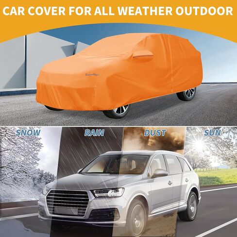 Car Cover Waterproof All Weather Automotive Outdoor Anti-UV Full Exterior Cover for Toyota Corolla Cross Aluminum Film Orange with Left Side Zipper in Saudi Arabia