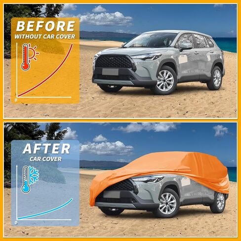 Car Cover Waterproof All Weather Automotive Outdoor Anti-UV Full Exterior Cover for Toyota Corolla Cross Aluminum Film Orange with Left Side Zipper in Saudi Arabia