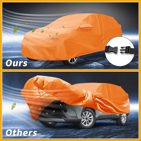 Car Cover Waterproof All Weather Automotive Outdoor Anti-UV Full Exterior Cover for Toyota Corolla Cross Aluminum Film Orange with Left Side Zipper in Saudi Arabia