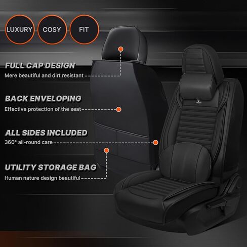 أغطية مقاعد السيارة مناسبة لسيارة Toyota Tundra 2000-2025 - وسادة جلدية قابلة للتنفس، مجموعة أمامية فاخرة للتبريد، مضادة للانزلاق وتصميم ممتاز (أسود وأزرق) in Kuwait