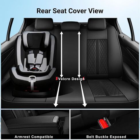 Fit Encore GX Car Seat Covers for Select Buick Encore GX 2020-2024 2025 - Full Coverage Leather, Airbag Compatible, Waterproof & All Weather Seat Cushion Protector, Full Set, Black in Kuwait