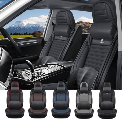 أغطية مقاعد السيارة مناسبة لسيارة Toyota Tundra 2000-2025 - وسادة جلدية قابلة للتنفس، مجموعة أمامية فاخرة للتبريد، مضادة للانزلاق وتصميم ممتاز (أسود وأزرق) in Kuwait