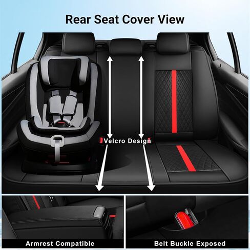 Fit Encore GX Car Seat Covers for Select Buick Encore GX 2020-2024 2025 - Full Coverage Leather, Airbag Compatible, Waterproof & All Weather Seat Cushion Protector, Full Set, Black in Kuwait
