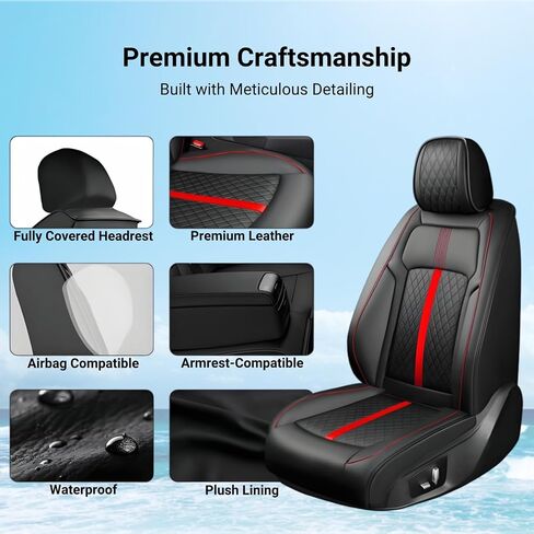 Fit Encore GX Car Seat Covers for Select Buick Encore GX 2020-2024 2025 - Full Coverage Leather, Airbag Compatible, Waterproof & All Weather Seat Cushion Protector, Full Set, Black in Kuwait