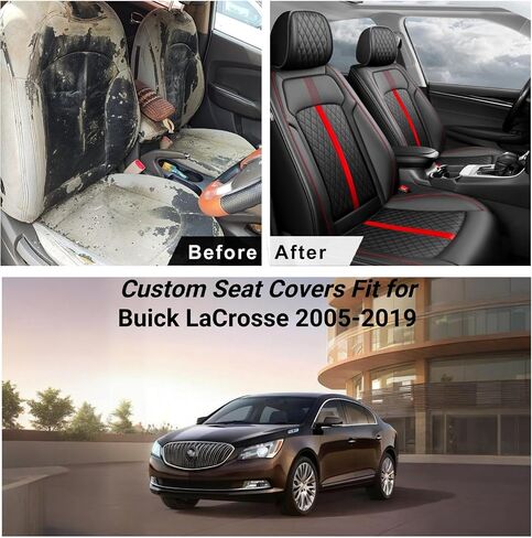 Fit Encore GX Car Seat Covers for Select Buick Encore GX 2020-2024 2025 - Full Coverage Leather, Airbag Compatible, Waterproof & All Weather Seat Cushion Protector, Full Set, Black in Kuwait
