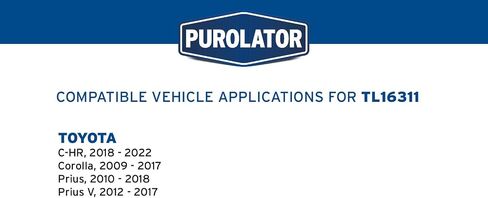 فلتر زيت خرطوشة Purolator TL16311 PurolatorTECH متوافق مع 2009-2017 Toyota Corolla، 2010-2018 Toyota Prius، 2018-2022 Toyota C-HR و2012-2017 Toyota Prius V in Saudi Arabia