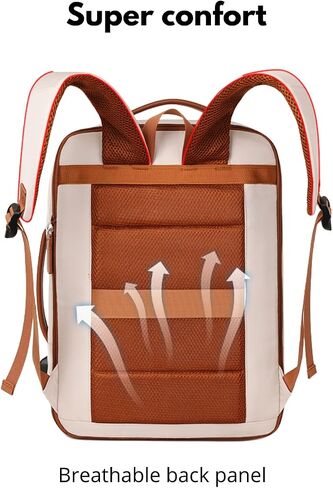 Travel Laptop Backpack – Expandable Carry-on, USB Charging Port, TSA 15.6" Laptop, Executive & College Backpack for Women & Men, Cream in Saudi Arabia