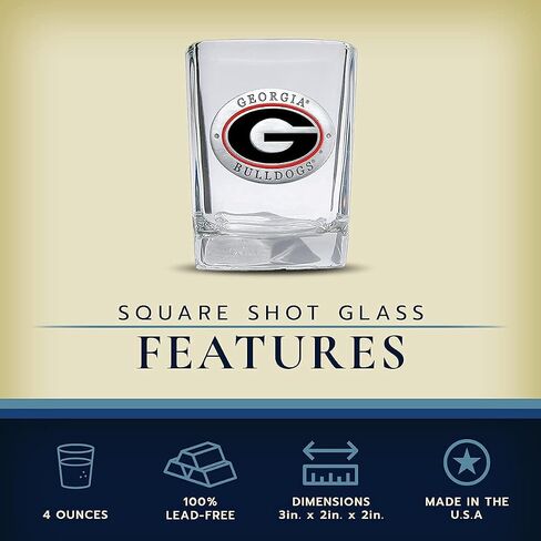 University of Iowa Square Collector's Glass | Hand-Sculpted 1.5 Ounce Glassware | Intricately Crafted Metal Pewter Alma Mater Inlay in Kuwait