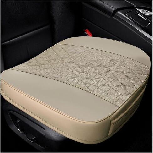 Car Front Seat Cover, 21"×22" Luxury PU Leather Auto Seat Protection Cover, Comfortable Anti Slip Front Bottom Seat Cushion with Full Wrap, Universal Car Accessories (Black) in Saudi Arabia