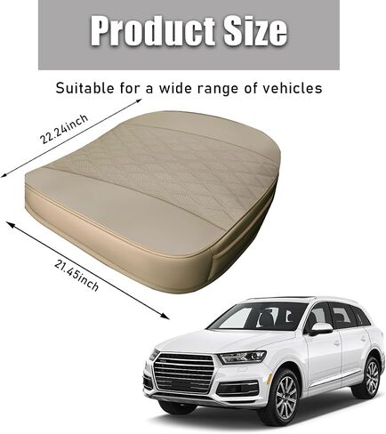 Car Front Seat Cover, 21"×22" Luxury PU Leather Auto Seat Protection Cover, Comfortable Anti Slip Front Bottom Seat Cushion with Full Wrap, Universal Car Accessories (Black) in Saudi Arabia