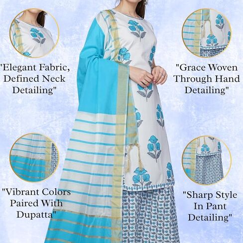 Elegant Floral Print Sleeveless Kurta with Matching Sharara & Dupatta | Stylish Festive & Ethnic Wear for Women in Saudi Arabia