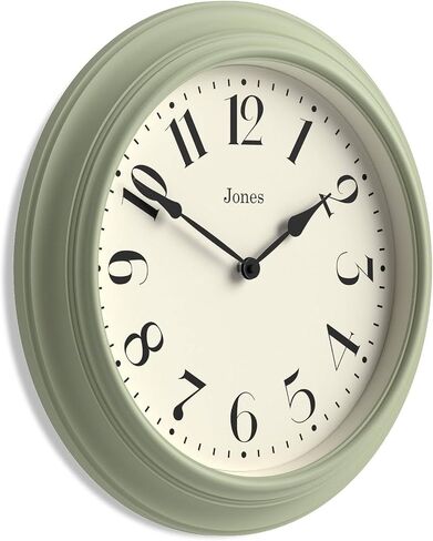ساعة حائط JONES CLOCKS® Fenchurch | ساعة دائرية كلاسيكية كبيرة | 16 بوصة | أخضر | تصميم ديكور أنيق مثالي للمطبخ أو غرفة المعيشة أو غرفة النوم in Kuwait
